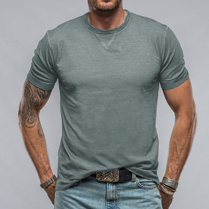 Herren Rundhals T-Shirt aus weichem Baumwollgemisch mit lässigem Schnitt Drune