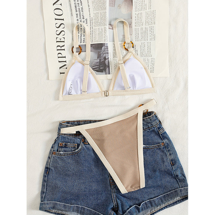 Damen Triangel-Bikini mit eleganten Ringdetails und verstellbaren Trägern Drune