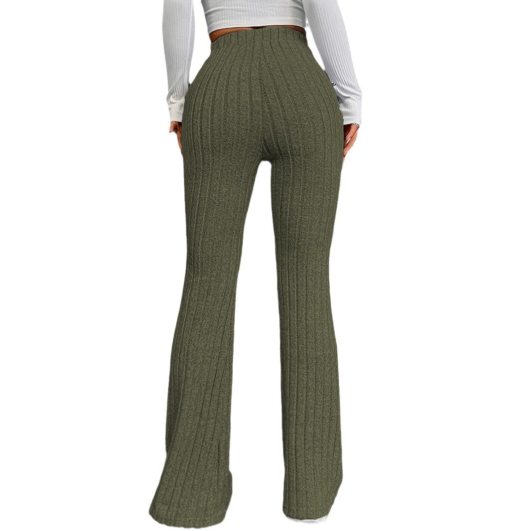 Damen weite Strickhose mit feinrippigem Design Drune