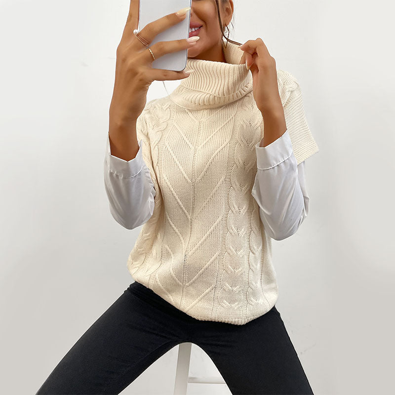 Damen Strickpullover mit Stehkragen Drune
