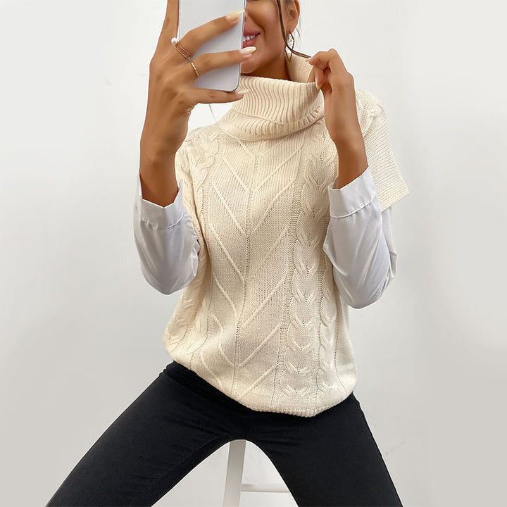 Damen Strickpullover mit Stehkragen Drune
