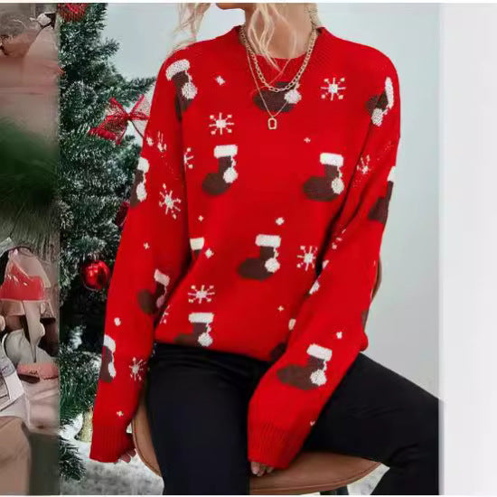 Damen Weihnachtspullover mit festlichem Sockendesign Drune