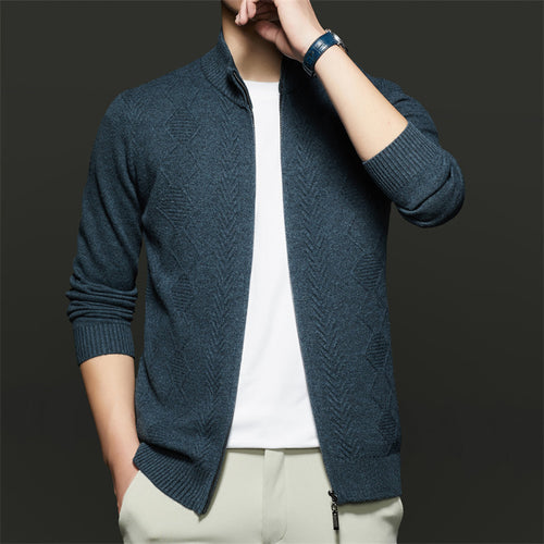 Herren Strickjacke mit modernem Zipper und strukturiertem Design Drune