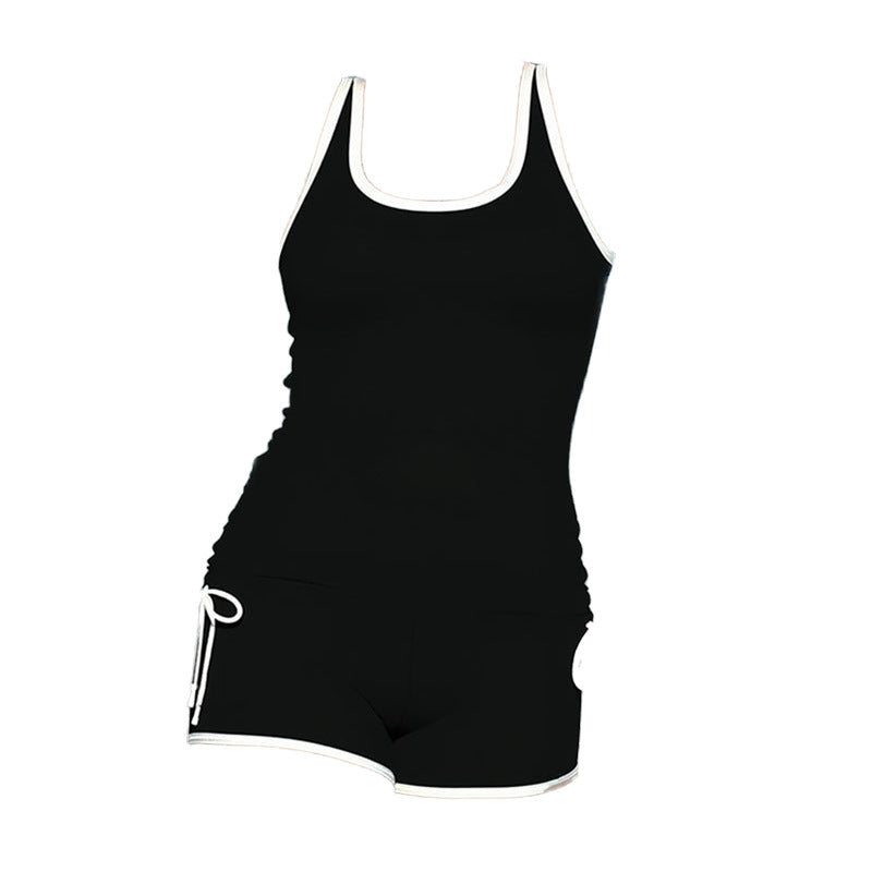Damen Sportliches Tankini-Set mit hochgezogenem Schnitt und verstellbaren Bändern Drune