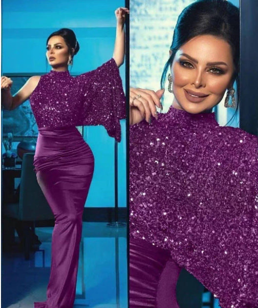 Damen Glitzerndes Abendkleid mit asymmetrischem Schnitt Drune
