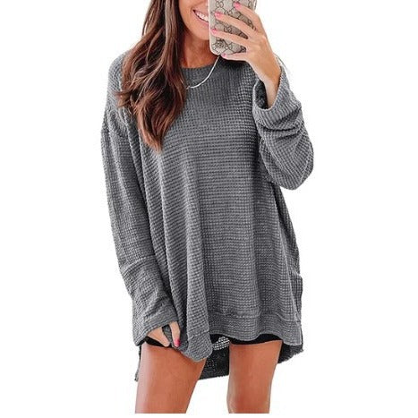 Damen Bequem Überdimensionierter Texturierter Pullover Sweater Drune