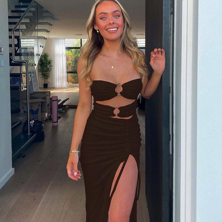 Damen Figurumspielendes Maxikleid mit Cut-Outs und hohem Schlitz Drune