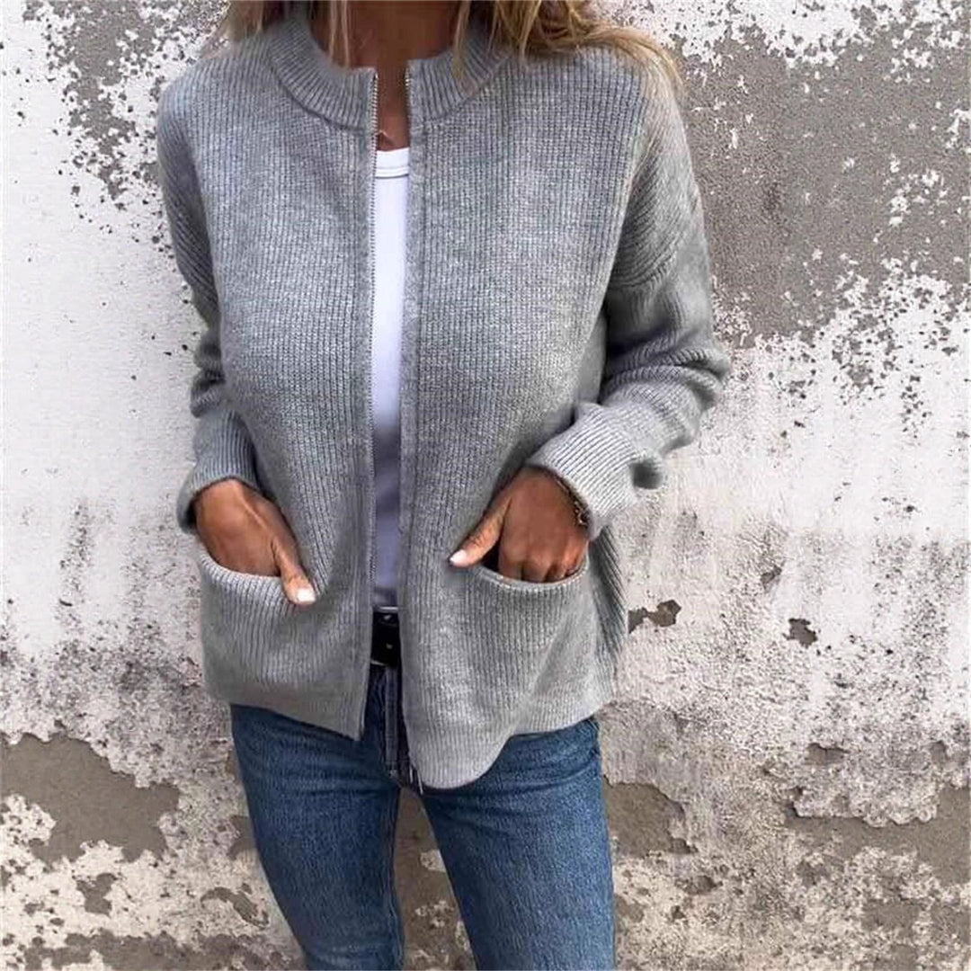 Damen lässige Strickjacke mit praktischen Taschen und femininer Passform Drune