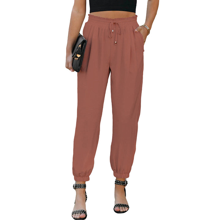 Damen lässige Freizeithose mit elastischem Bund und praktischen Taschen Drune