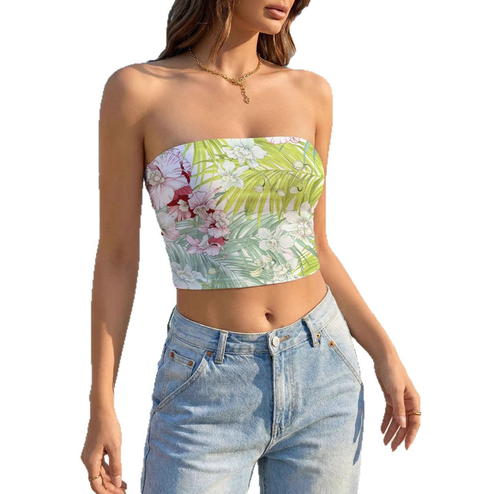Damen Bandeau-Top mit floralem Design und elastischer Passform Drune