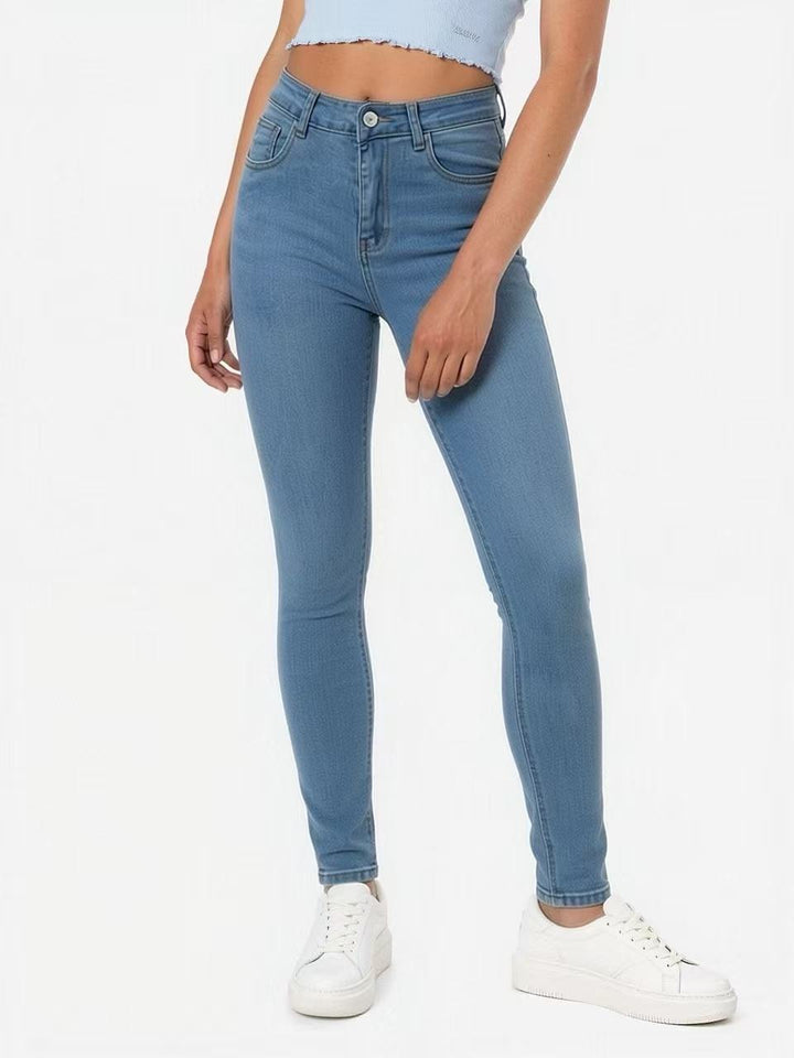 Damen nan hochgeschnittene Skinny-Jeans mit figurformendem Stretch und knöchellanger Passform Drune