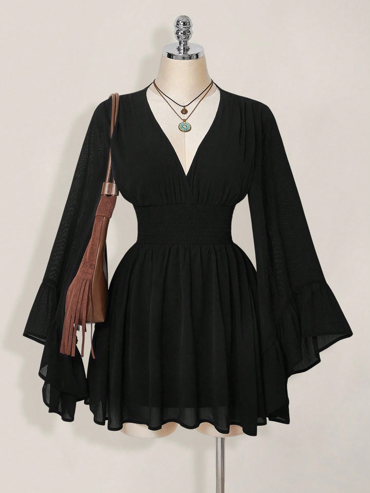 Damen elegantes Strandkleid mit voluminösen Ärmeln Drune