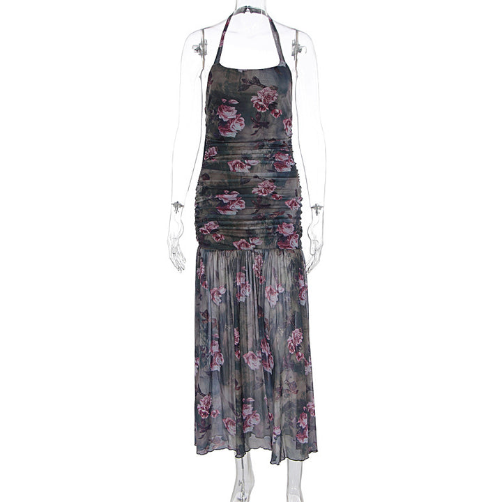 Damen Schulterfreies Maxikleid mit elastischen Rüschendetails Drune