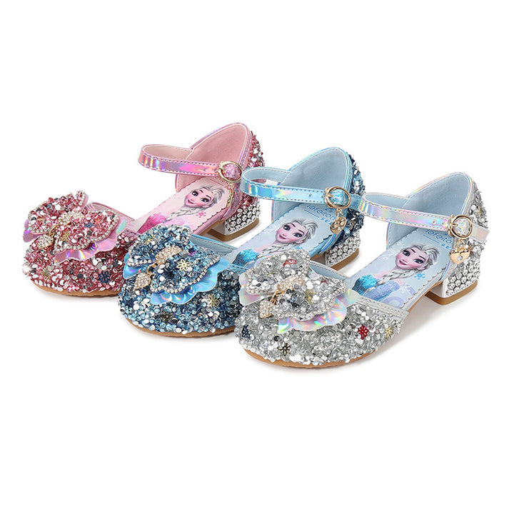 Mädchen Glitzernde Ballerinas mit Blumen- und Strassverzierung Drune