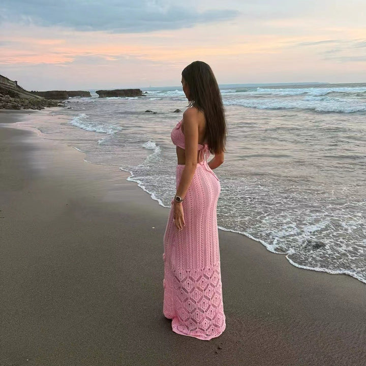 Damen Häkel-Strandkleid mit Kapuzenshirt Drune