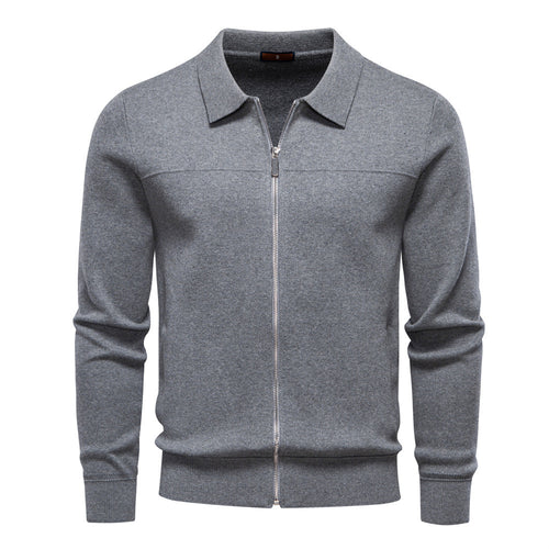 Herren nan feinstrick-Zipjacke mit Kentkragen und Rippbündchen Drune