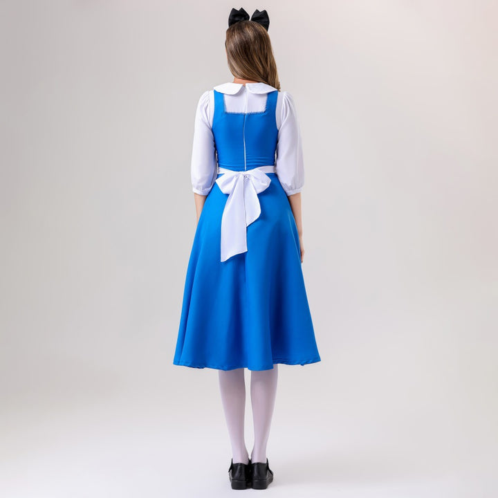 Damen nan vintage Schürzenkleid mit tailliertem Schnitt und Stehkragen Drune