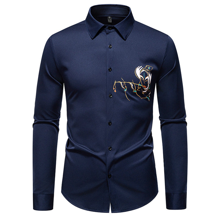 Herren Langarmhemden mit einzigartigem Stickdesign Drune