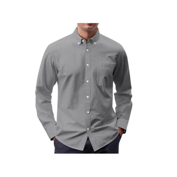 Herren nan Slim-Fit Oxford-Hemd mit Button-Down-Kragen, Brusttasche und elastischer Baumwollmischung Drune