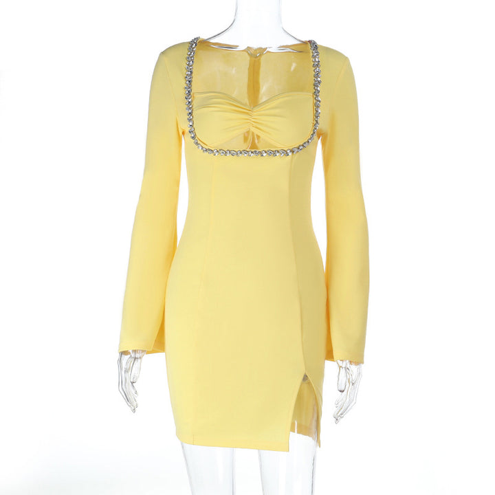Damen angesagtes Mini-Kleid mit raffiniertem Rückenausschnitt und funkelndem Dekolleté Drune
