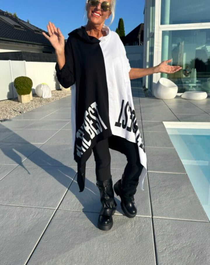 Damen Oversized Hoodie mit kontrastierenden Elementen Drune