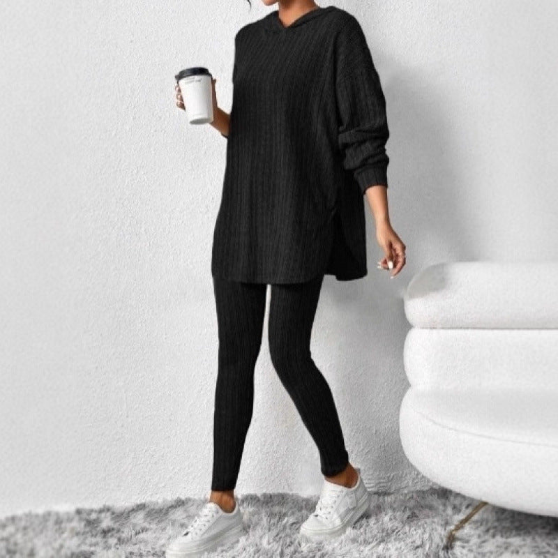 Damen Bequemes Lounge-Set mit Kapuze und schmalen Hosen Drune