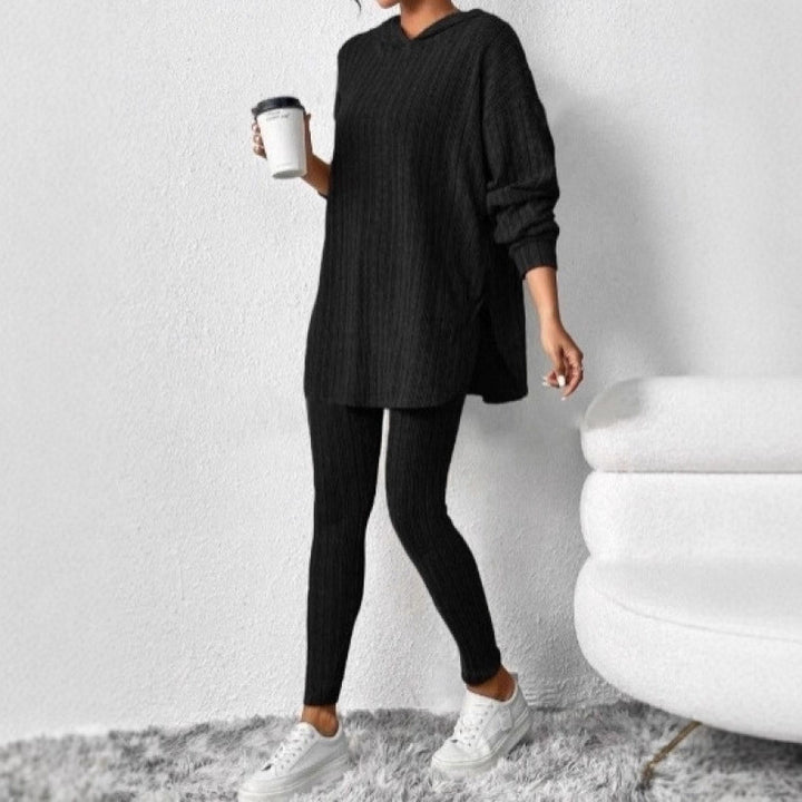 Damen Bequemes Lounge-Set mit Kapuze und schmalen Hosen Drune