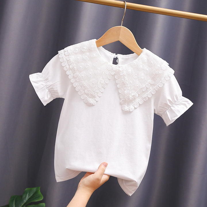 Damen Bluse mit voluminösem Kragen und lässigen Puffärmeln Drune