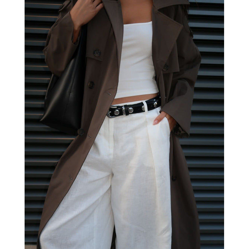 Damen eleganter Trenchcoat mit modernen Details und schmaler Silhouette Drune