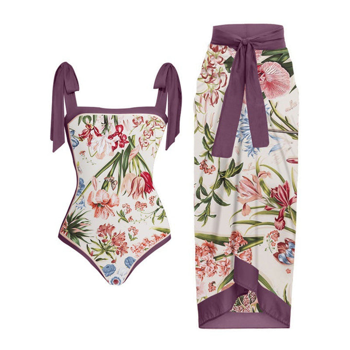 Damen Bikini-Set mit floralem Design und elegantem Überrock Drune