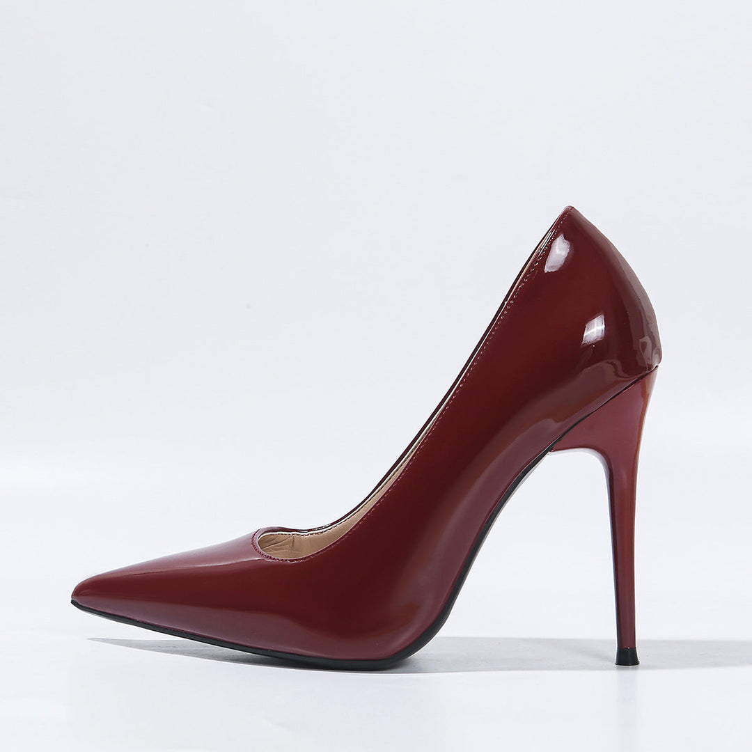 Damen spitze High Heel Pumps mit glänzendem Obermaterial Drune