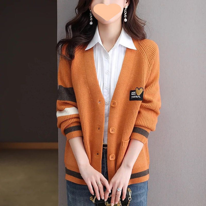 Damen lässige Strickjacke mit sportlichen Akzenten Drune