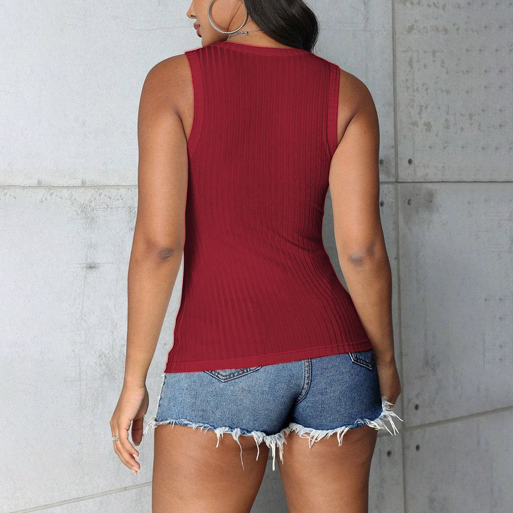 Damen figurbetontes V-Ausschnitt Tanktop Drune