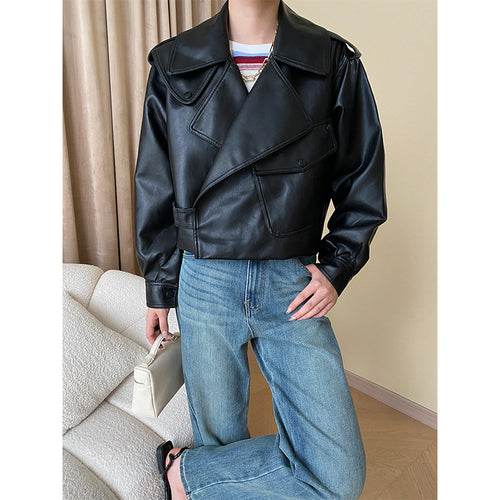 Damen Modische Bikerjacke aus Kunstleder Drune