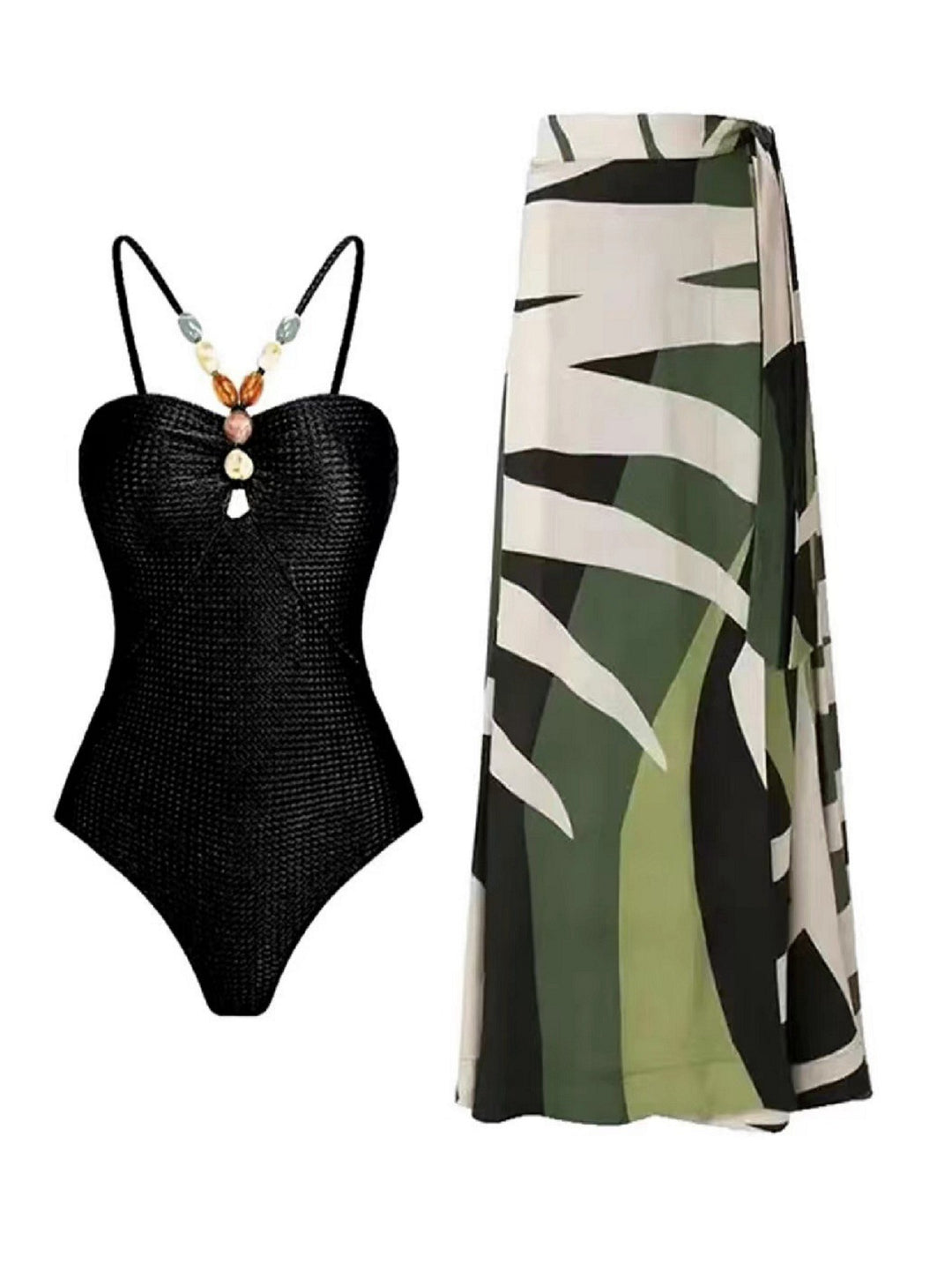 Damen Badeanzug mit trendigem Cut-Out und elegantem Wickelrock Drune