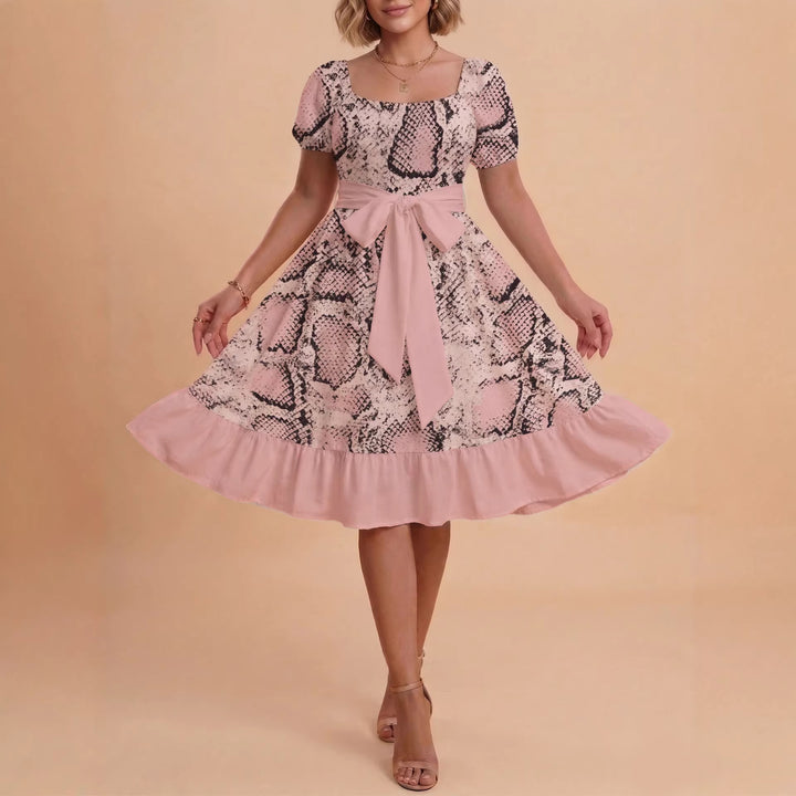 Damen schickes Glitzerkleid mit tailliertem Schnitt und Rüschensaum Drune