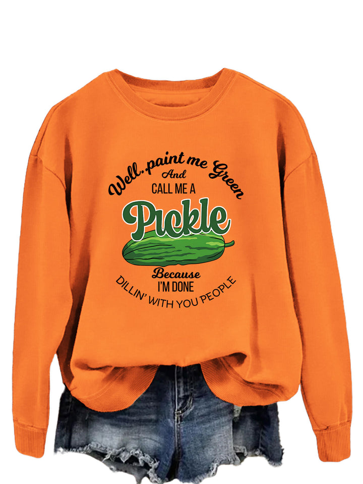 Damen Sweatshirt mit witzigem Gurkenmotiv und kreativem Druck Drune