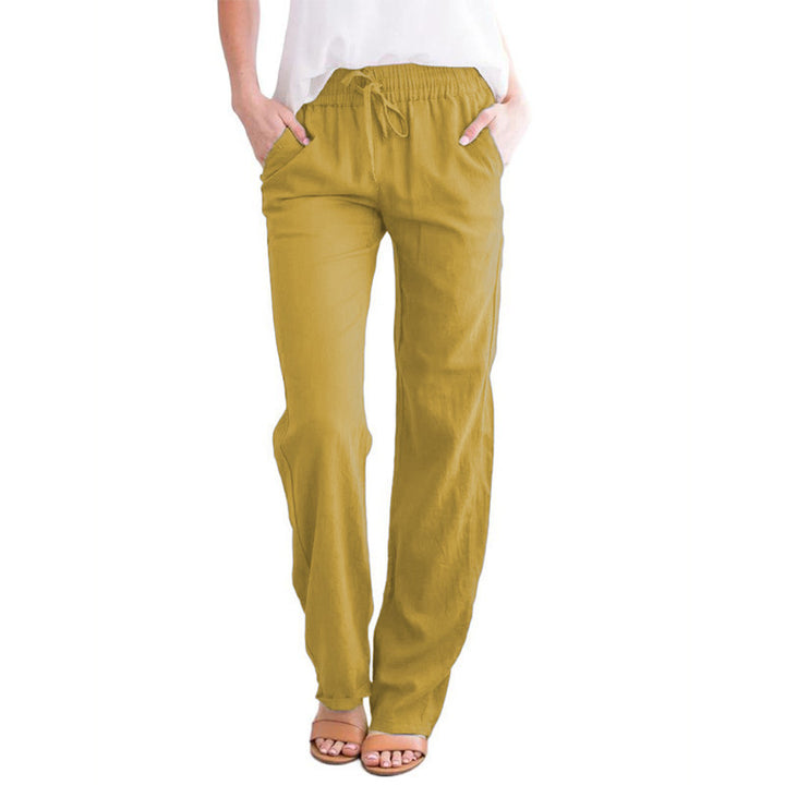 Damen Weite Leinenhose mit elastischem Bund und praktischen Seitentaschen Drune