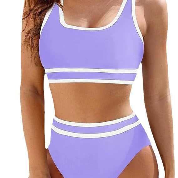 Damen Sportliches Bikini-Set mit hoch geschnittenem Unterteil und sportlichem Oberteil Drune
