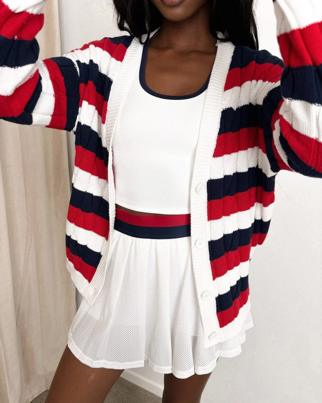 Damen lässige Strickjacke mit modernen Farbstreifen und komfortablem Schnitt Drune