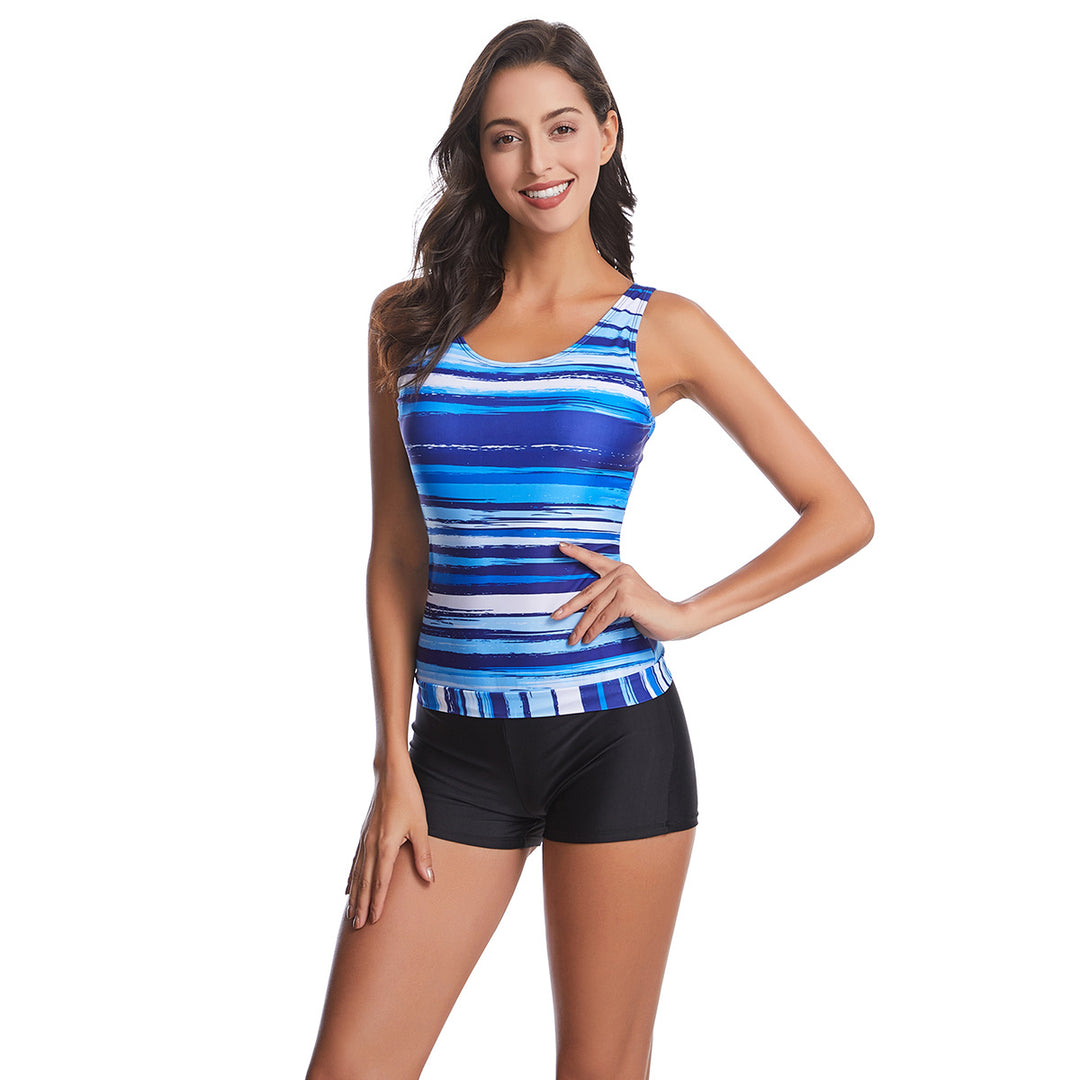 Damen Sportliches Tankini-Set mit modischem Streifenmuster Drune