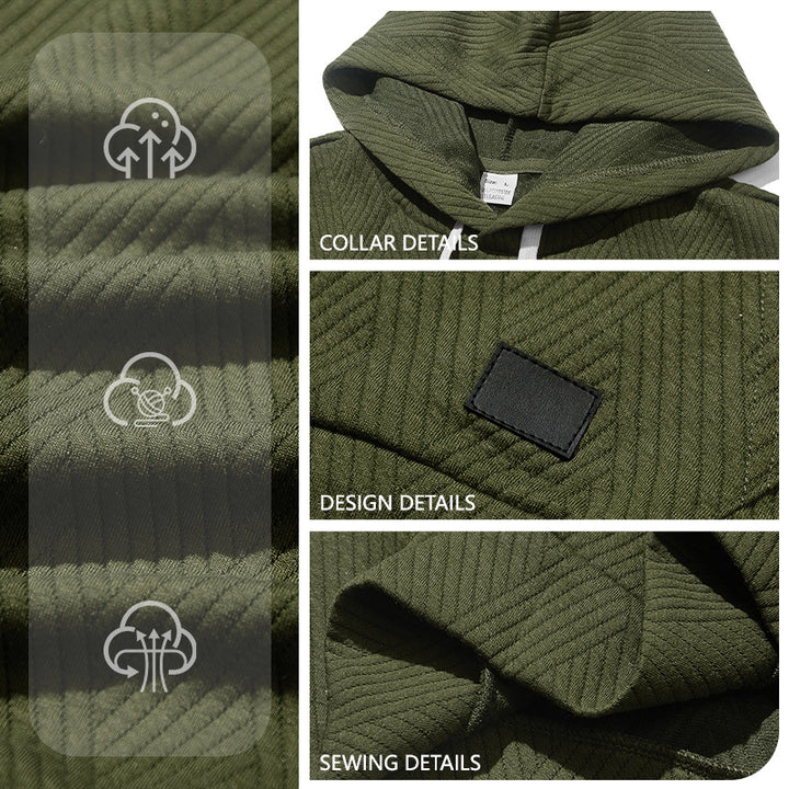 Herren nan ärmelloses Kapuzen-Lounge-Set aus strukturierter Baumwollmischung mit Kängurutasche und elastischer Freizeithose Drune