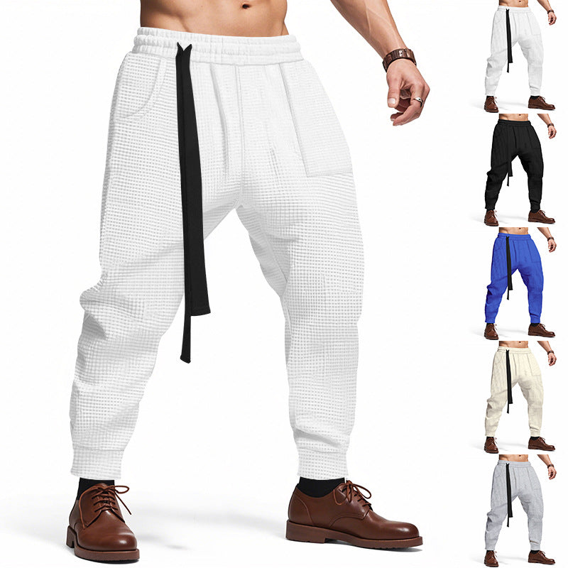 Herren lässige Struktur-Sweatpants mit verstellbarem Kordelzug Drune