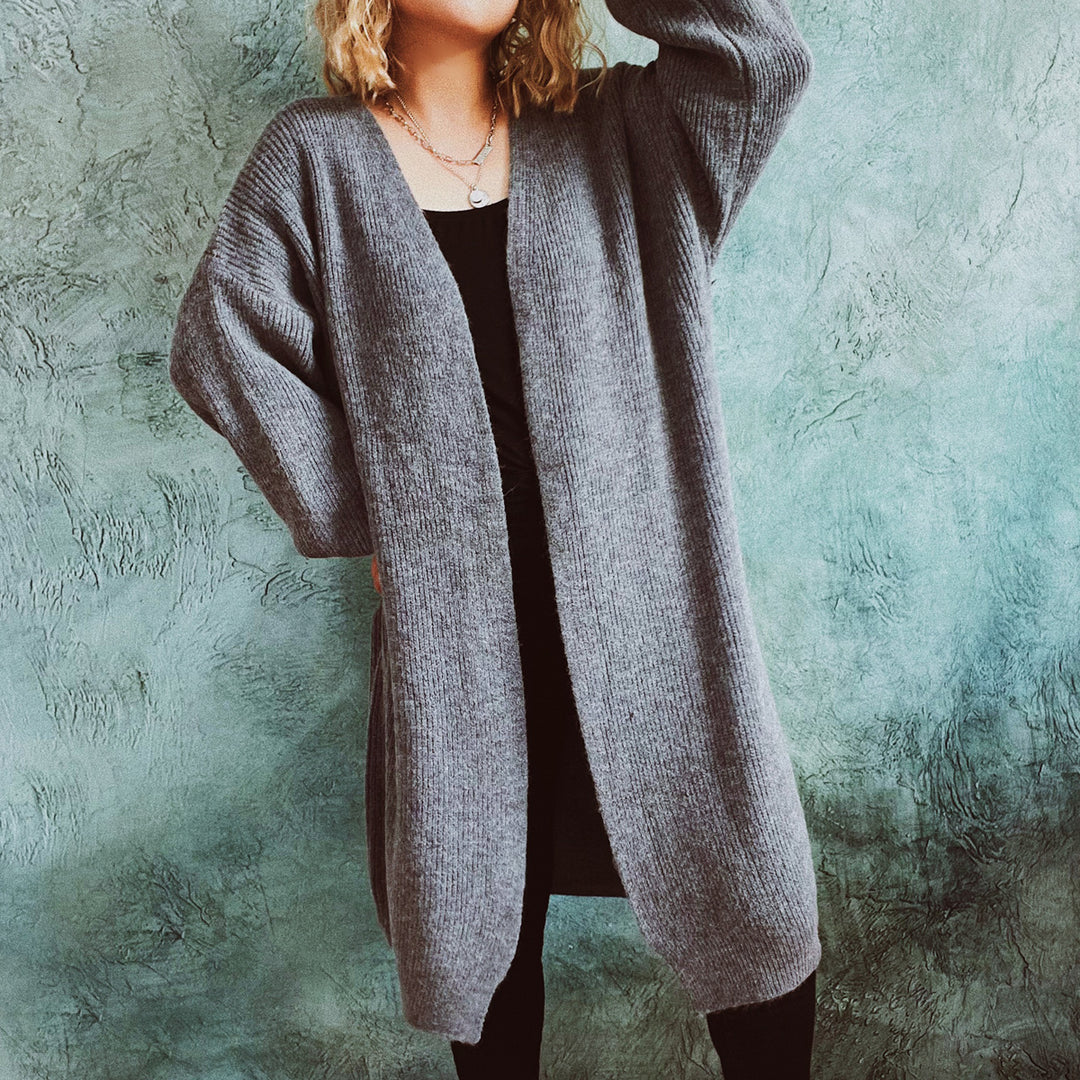 Damen Oversized Strickjacke mit tiefem V-Ausschnitt und lässigem Schnitt Drune