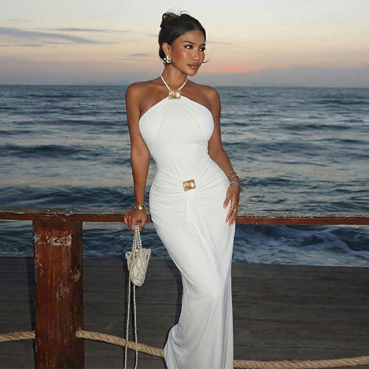 Damen Elegantes Wickelkleid mit raffiniertem Halterneck Drune