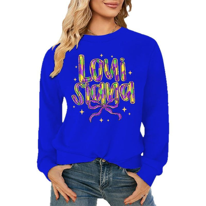 Damen Sweatshirt mit kreativem Schriftzug und weichem Innenfutter Drune