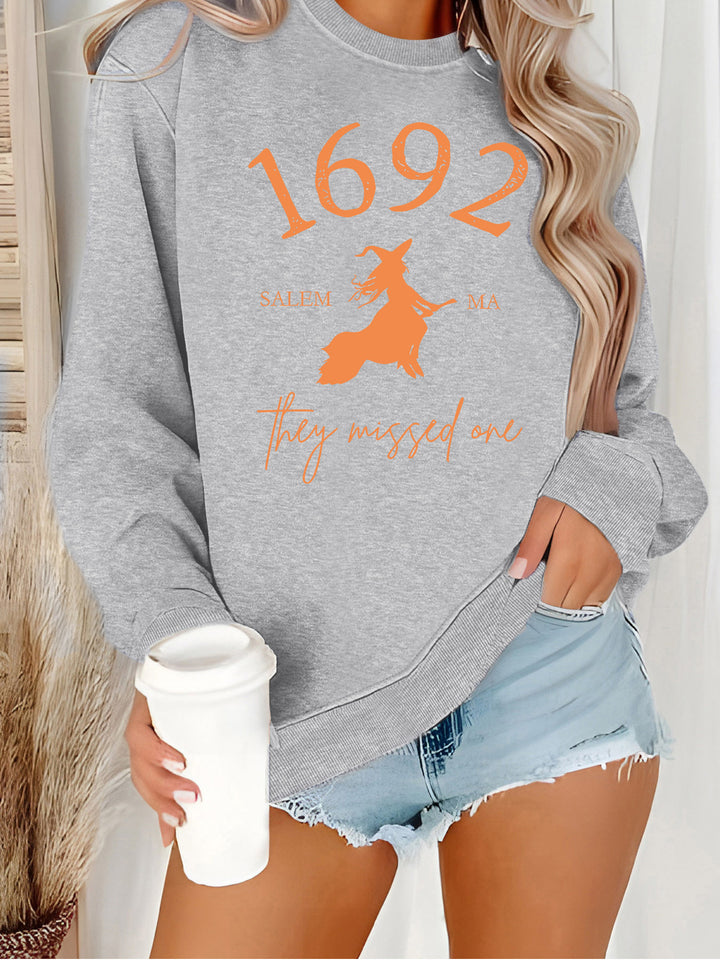 Damen Sweatshirt mit kreativem Witch-Motiv und gemütlichem Schnitt Drune