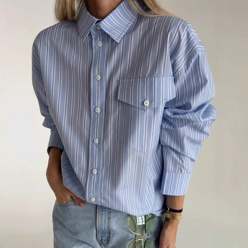 Damen Elegante Oversized Bluse mit Knopfdetails und lässigen Ärmeln Drune