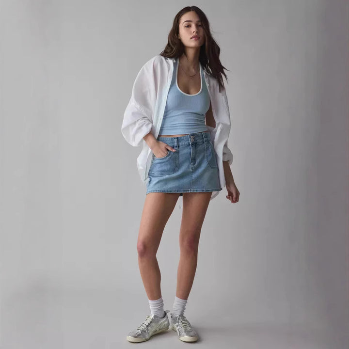 Damen Denim Minirock mit hochwertigen Taschen und modernem Schnitt Drune