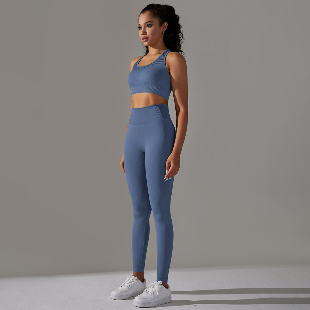 Damen Sport-BH und Hochbund-Leggings Set mit nahtloser Verarbeitung und atmungsaktiven Eigenschaften Drune